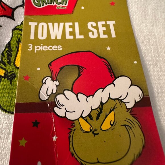 DR. SEUSS THE GRINCH Christmas Kitchen Towel Set of (3) 16 X 26 100% COTTON NWT - Picture 4 of 4
